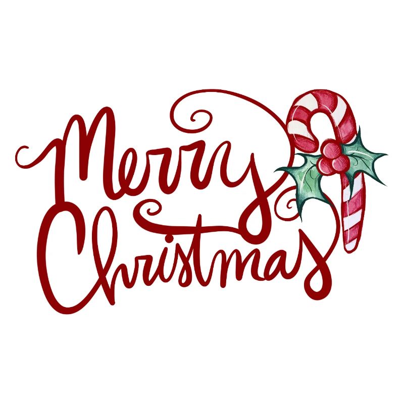 Merry Christmas Script with Candy Cane