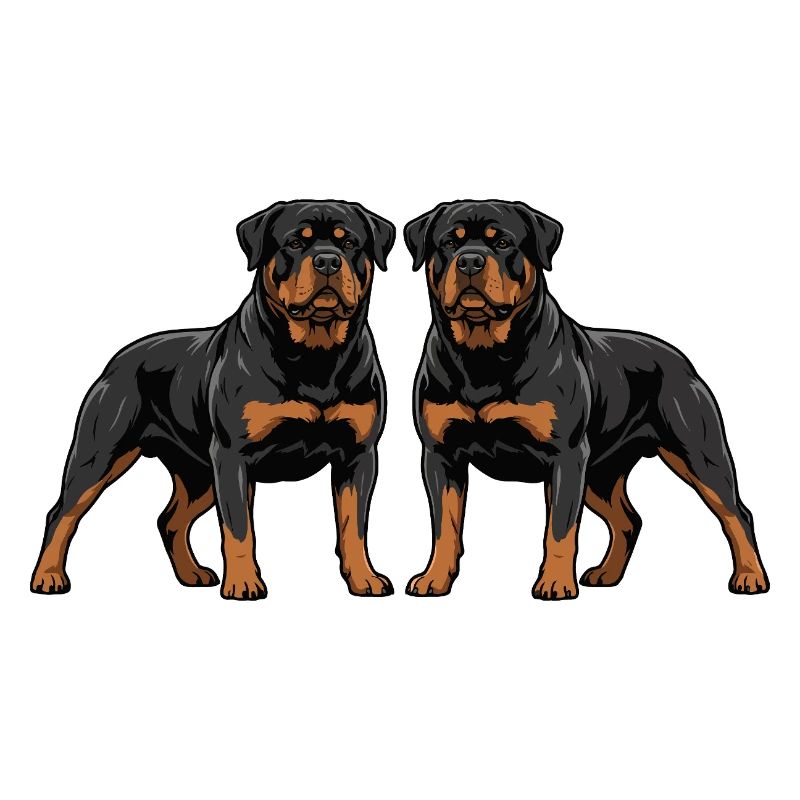 Double Rottweiler Duo Two Dogs Side By Side