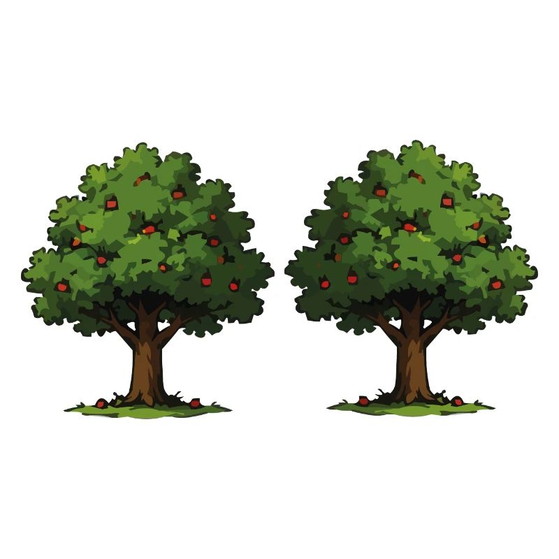 Double tree with red apples