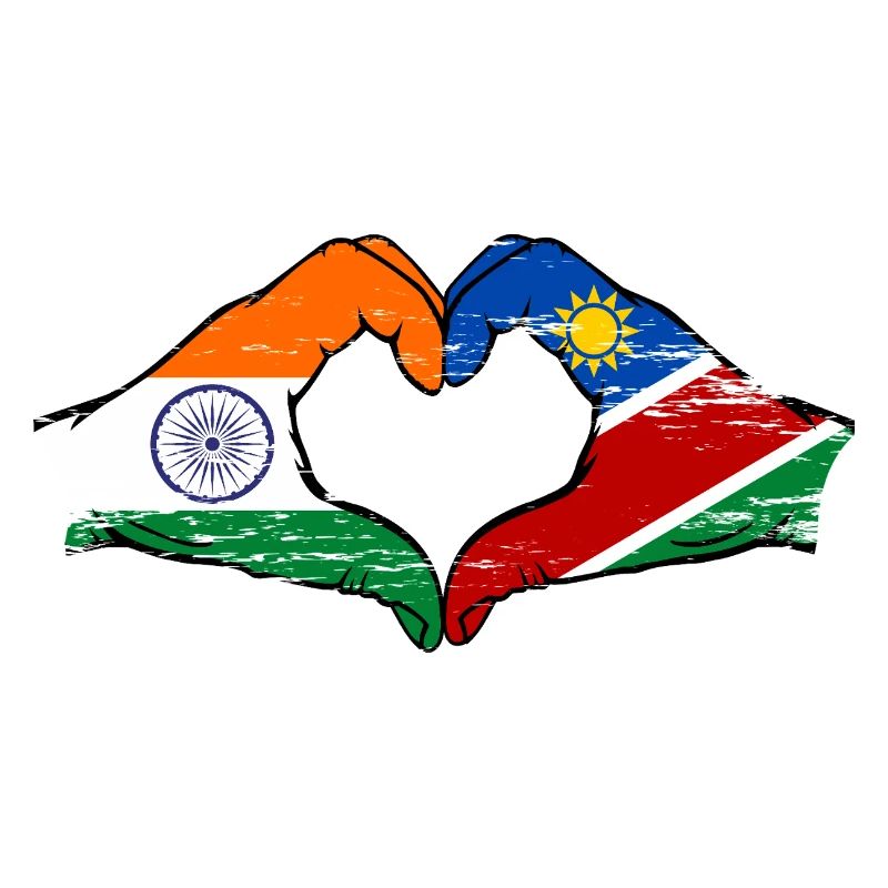 India Namibia Flag Hands Heart Shape used