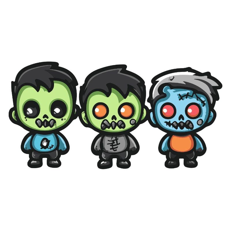 Zombies Halloween Cute Comic