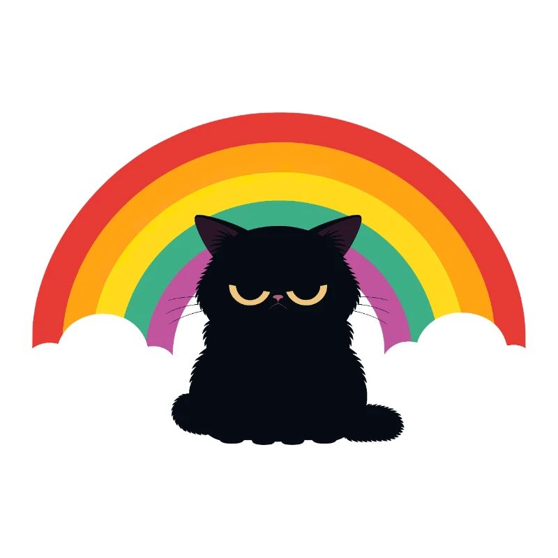 Mürrische Katze unterm Regenbogen