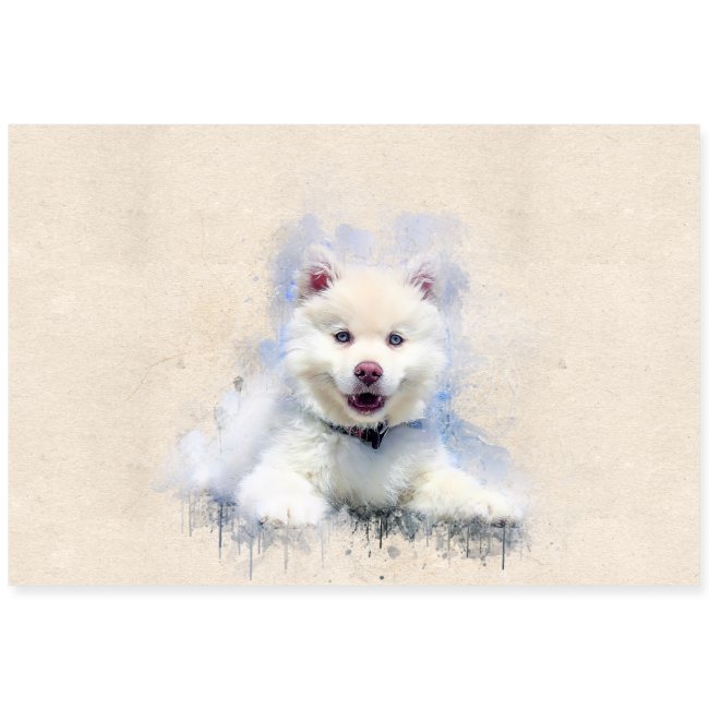 Husky sibérien Blanc peinture aquarelle -by- Wyll-