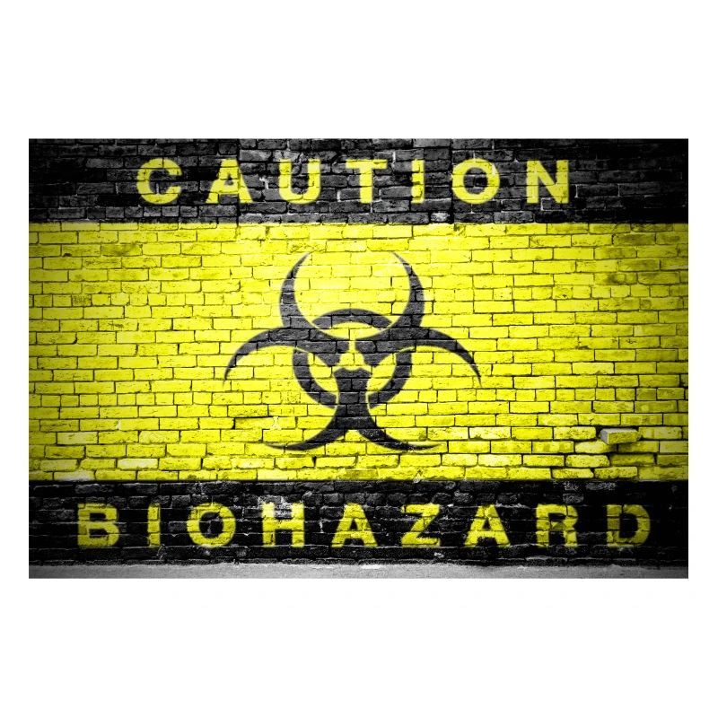 Caution Biohazard Ziegelsteinmauer poster