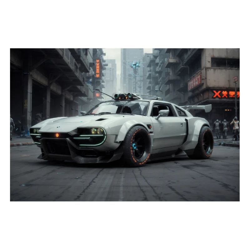 Voitures blanches de style cyberpunk