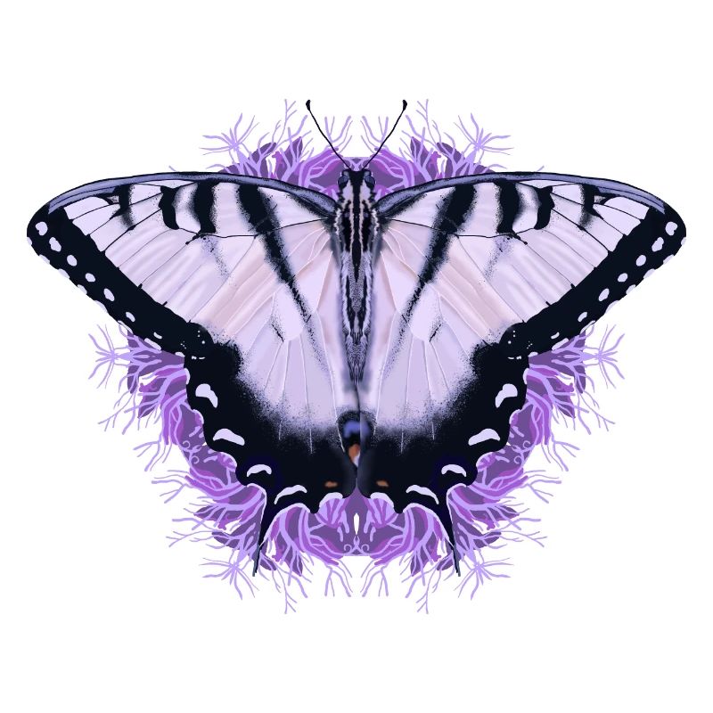 Papillon blanc à fleur pourpre