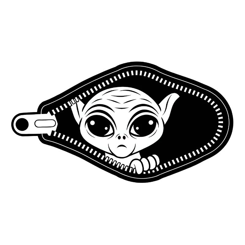 Alien jette un coup d’œil par la fermeture éclair