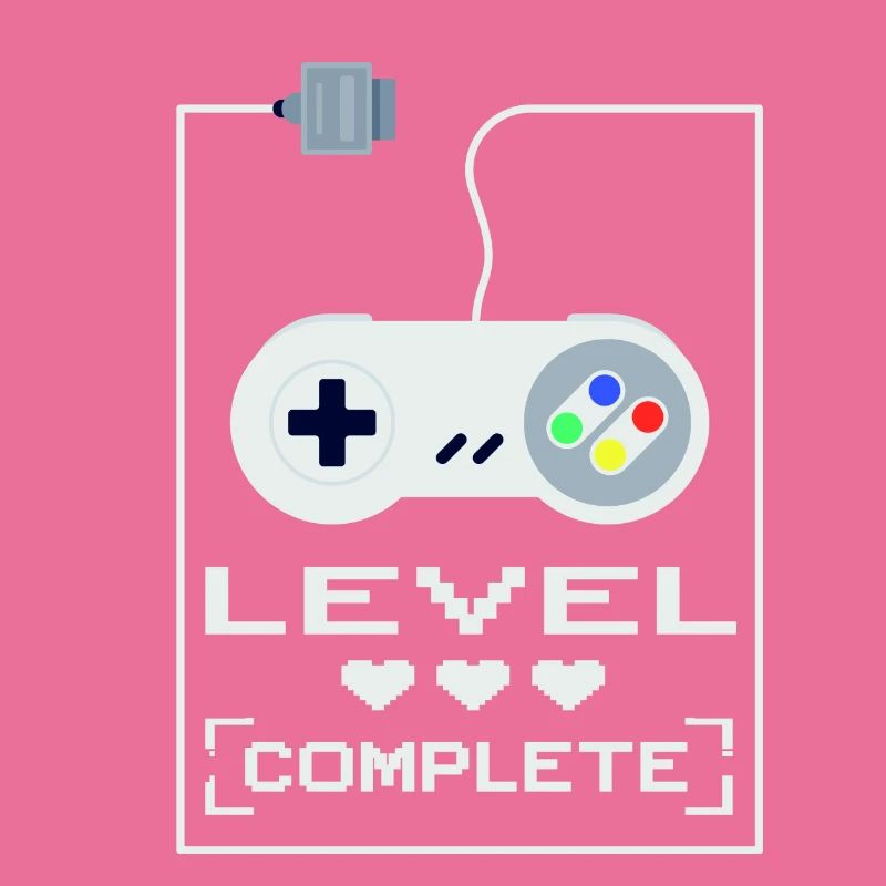 Super NES Controller Level Completed Gaming Design
