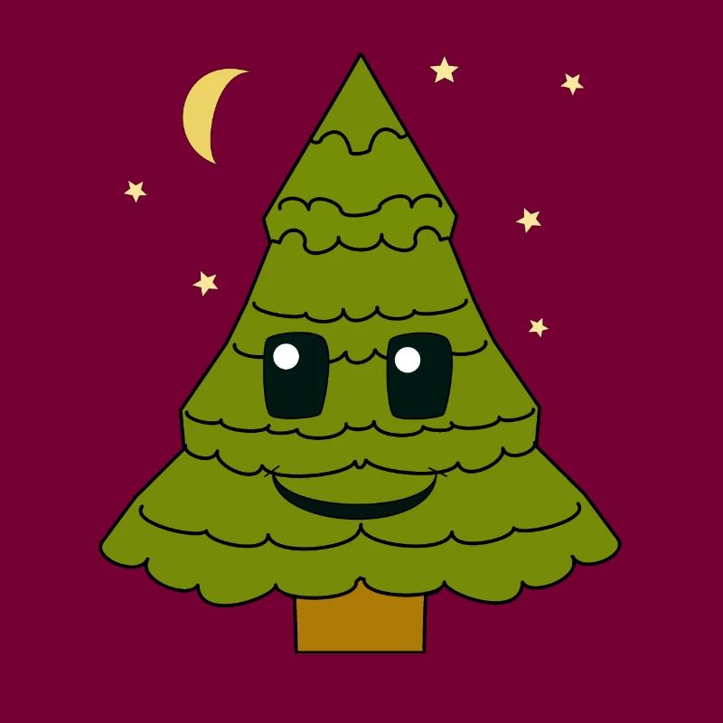 fir tree, fir tree, starry sky, moon, night, forest