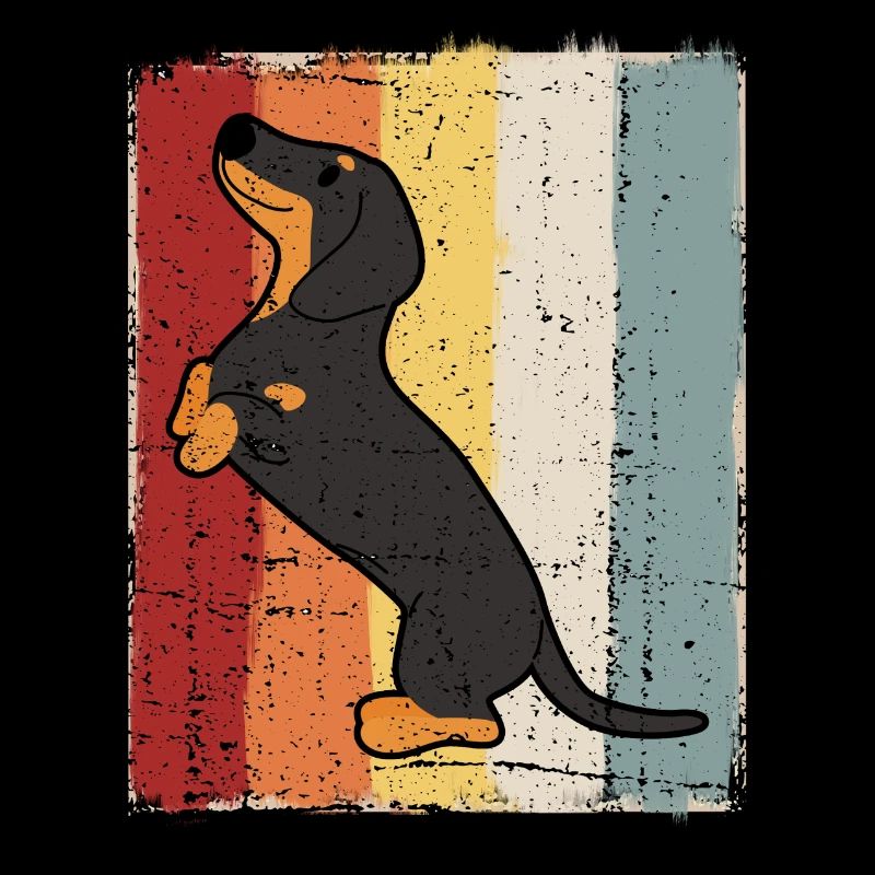 Dackel Retro Dachshund Teckel Kurzhaardackel