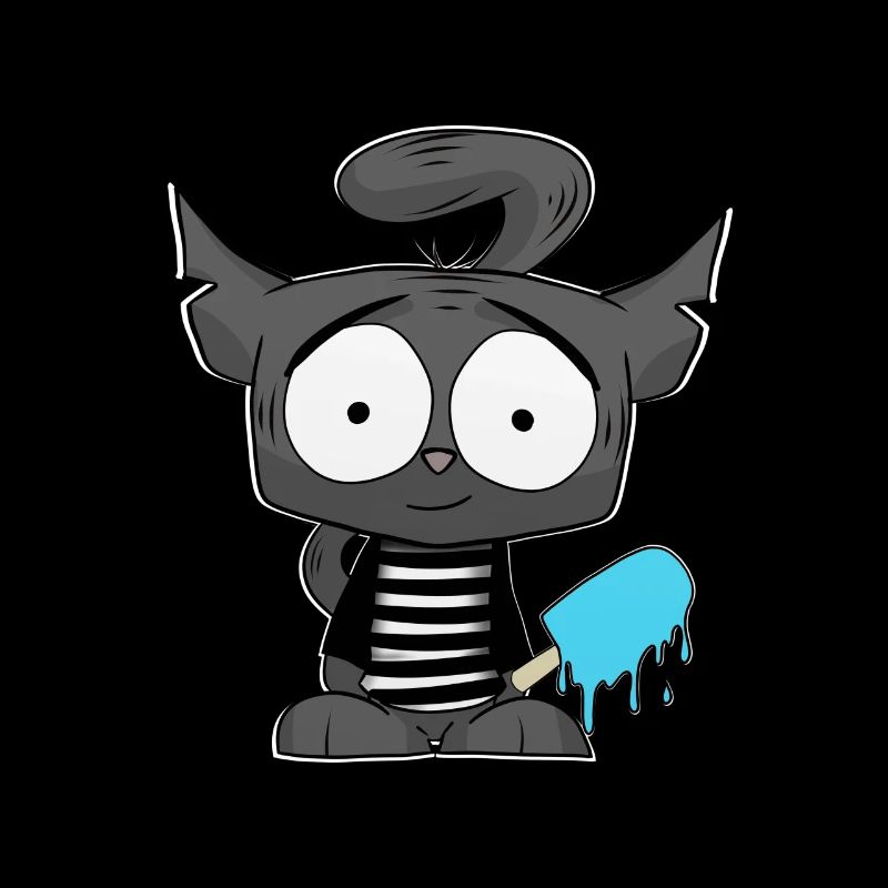 Chat mignon avec crème glacée Comic Kawaii Shirt Sticker