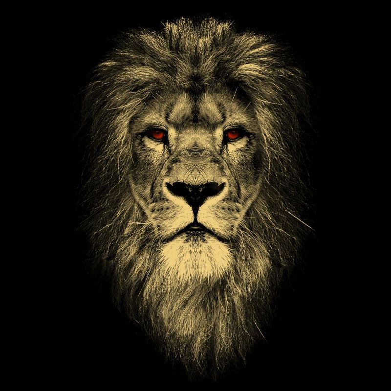 Cool lion with red eyes - Strength Courage Pride