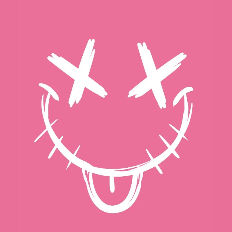 Smile avec x yeux langue et fermeture éclair bouche