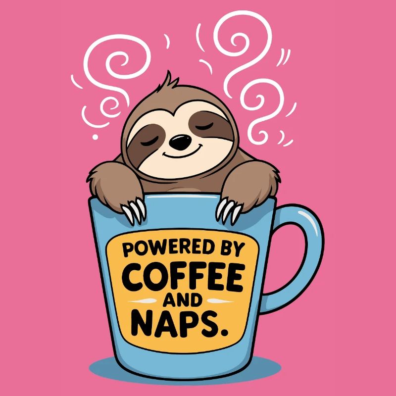 Powered by Coffee and Naps - Sloth Design