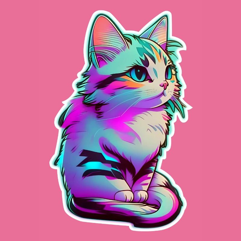 petit chaton eclairage néon - chat mignon
