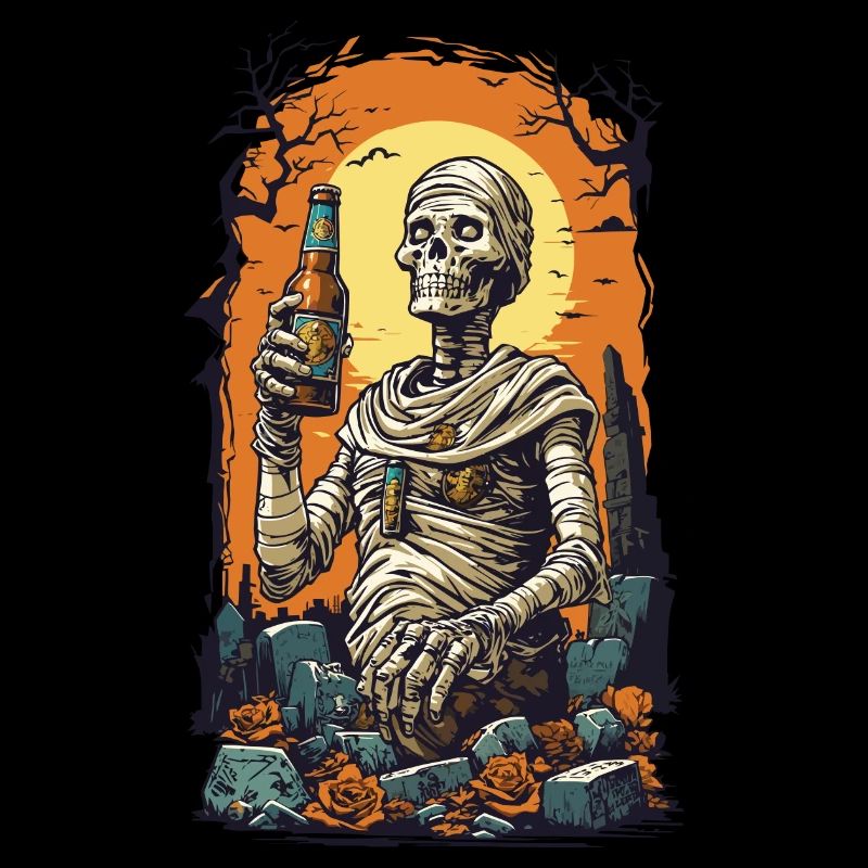 Funny Mummy Beer Halloween Retro Design