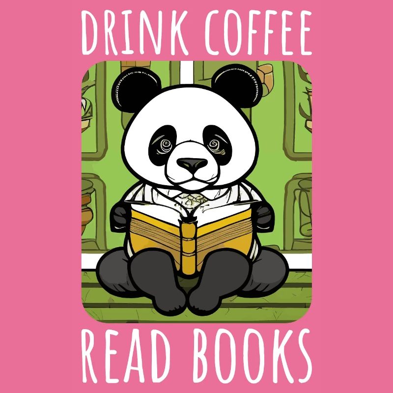 Drick kaffe, läs böcker - Panda Illustration