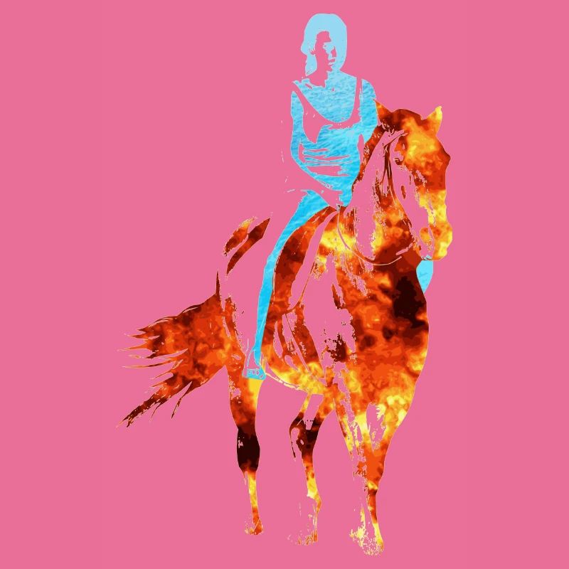 Frau auf einem brennenden Pferd