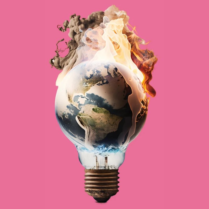 Burning earth in a light bulb
