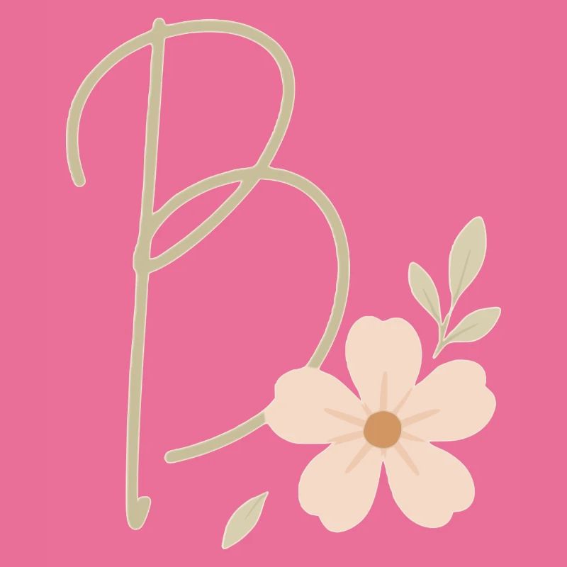 B Floral : Initiale avec fleur de corail