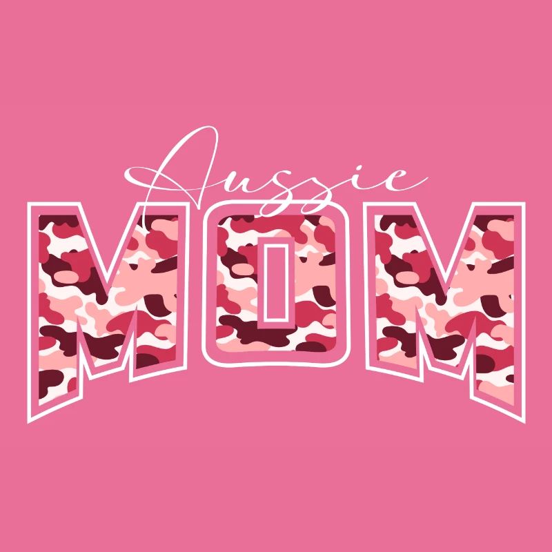 Aussie Mom camouflage pattern lettering