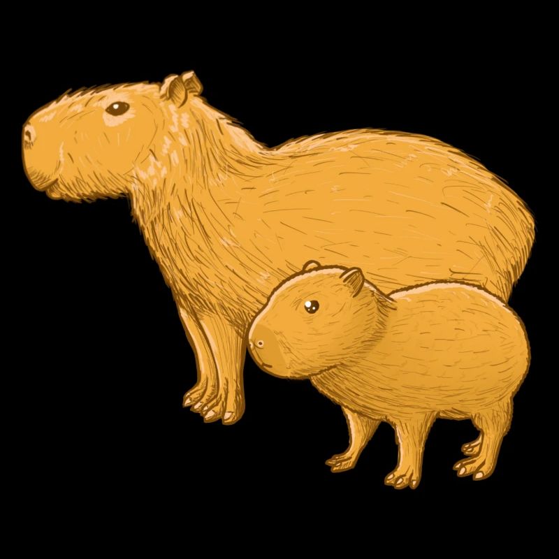 Capybara mère et enfant