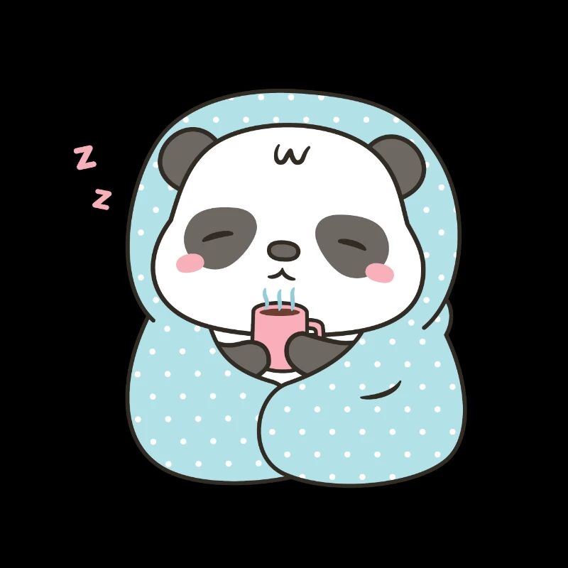 Mignon petit panda avec café et couverture