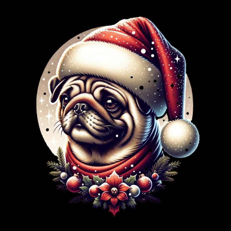 Weihnachts Mops Schneefall