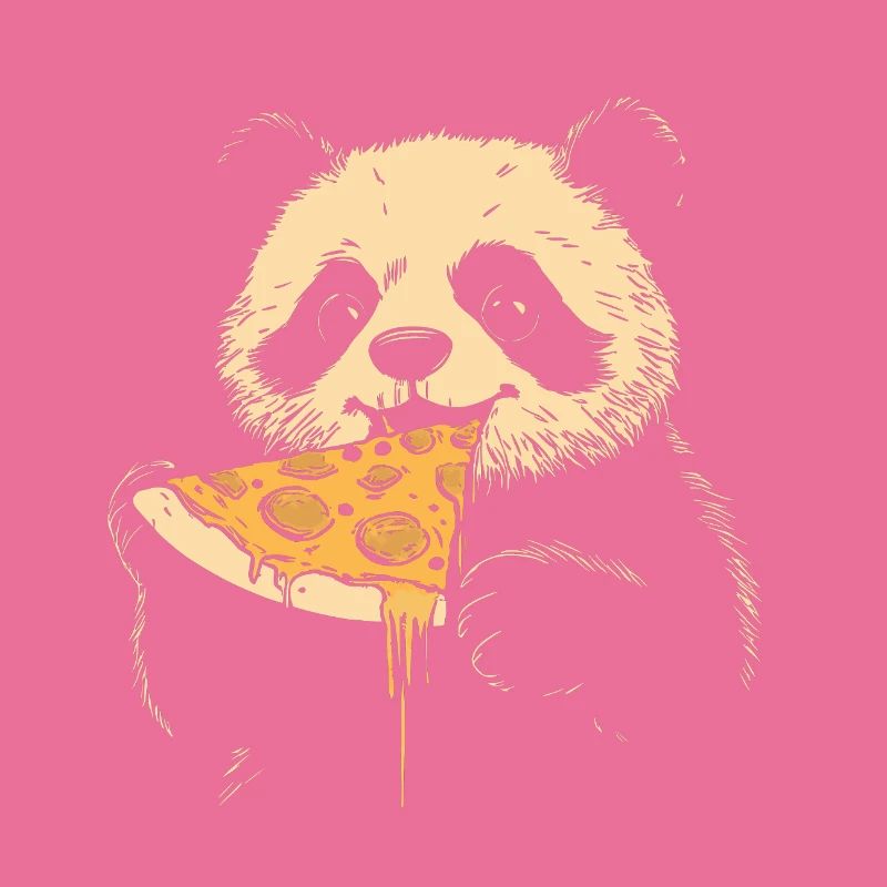 Panda mange de la pizza