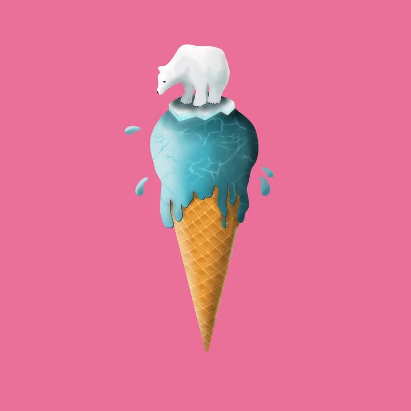 Eisbär auf schmelzendem Eis - Save the Planet