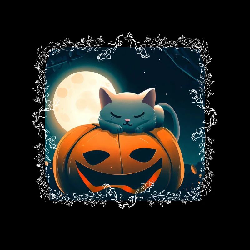 Petit chat sur citrouille