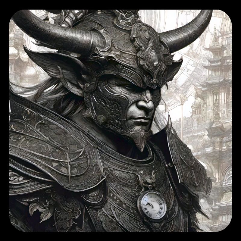 Stolzer Krieger mit Hörner Helm