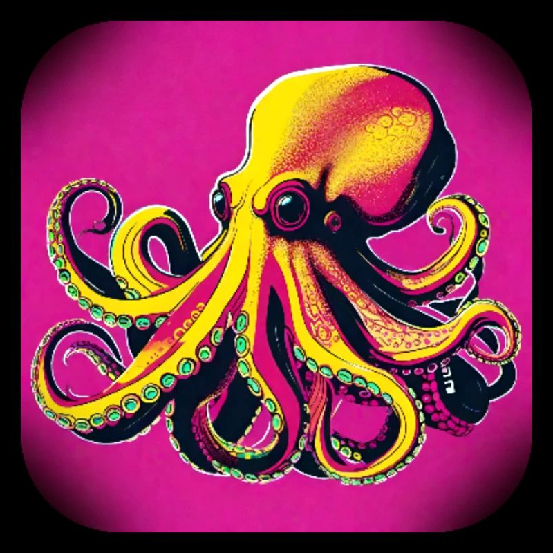 Octopus in 80s style in pink