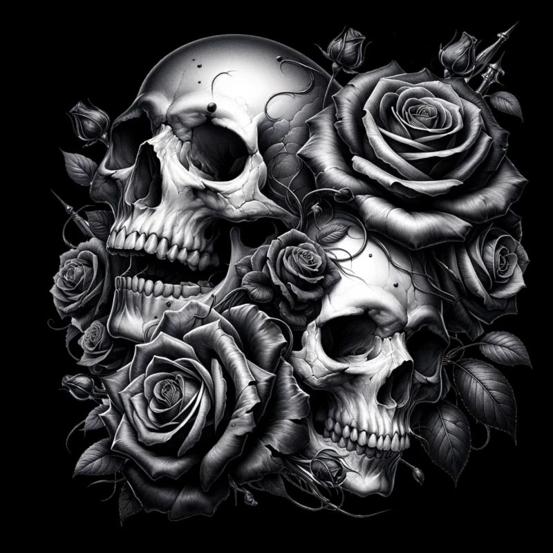 Crânes et roses