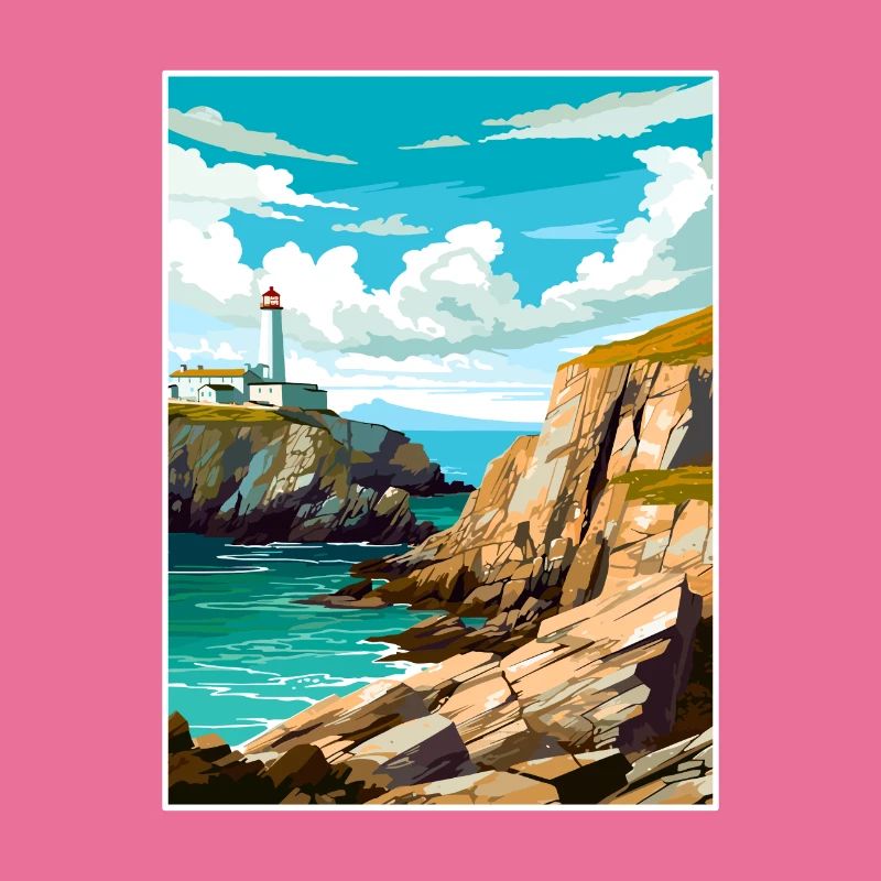 South Stack falaises Anglesey Vintage affiche de voyage