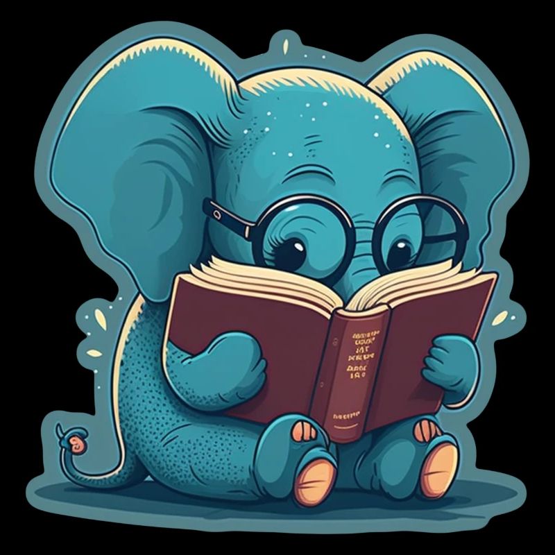 Cute Elephant Glasses Book Read Books Reader