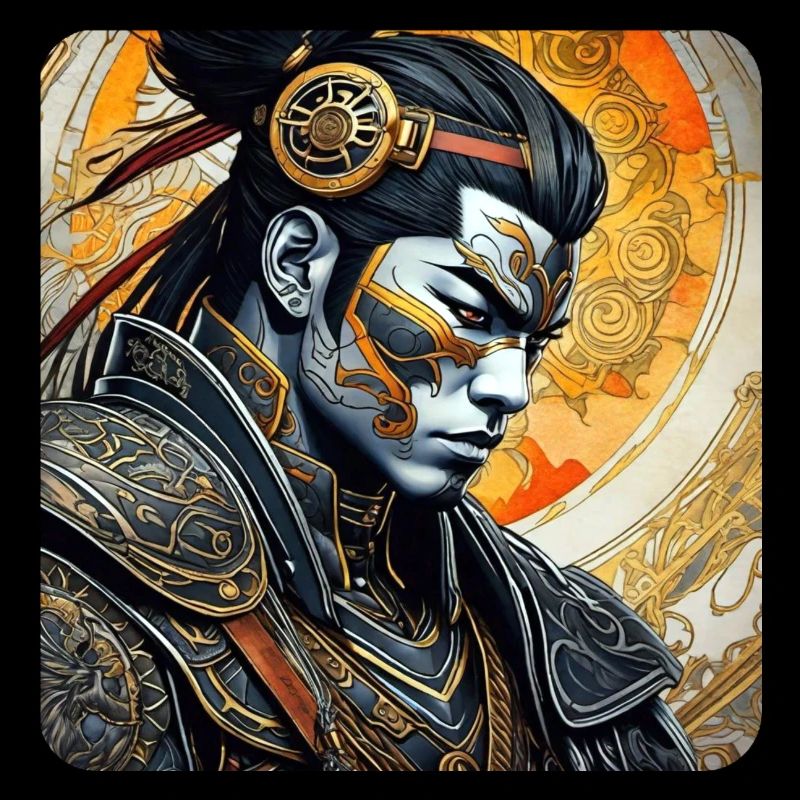 Stolzer Samurai mit Tattoo Japan Asia Ninja Kendo