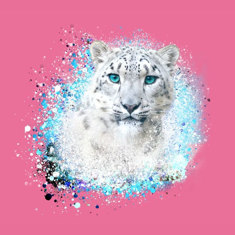 snow leopard, cat, leopard, graffiti, white, wildcat