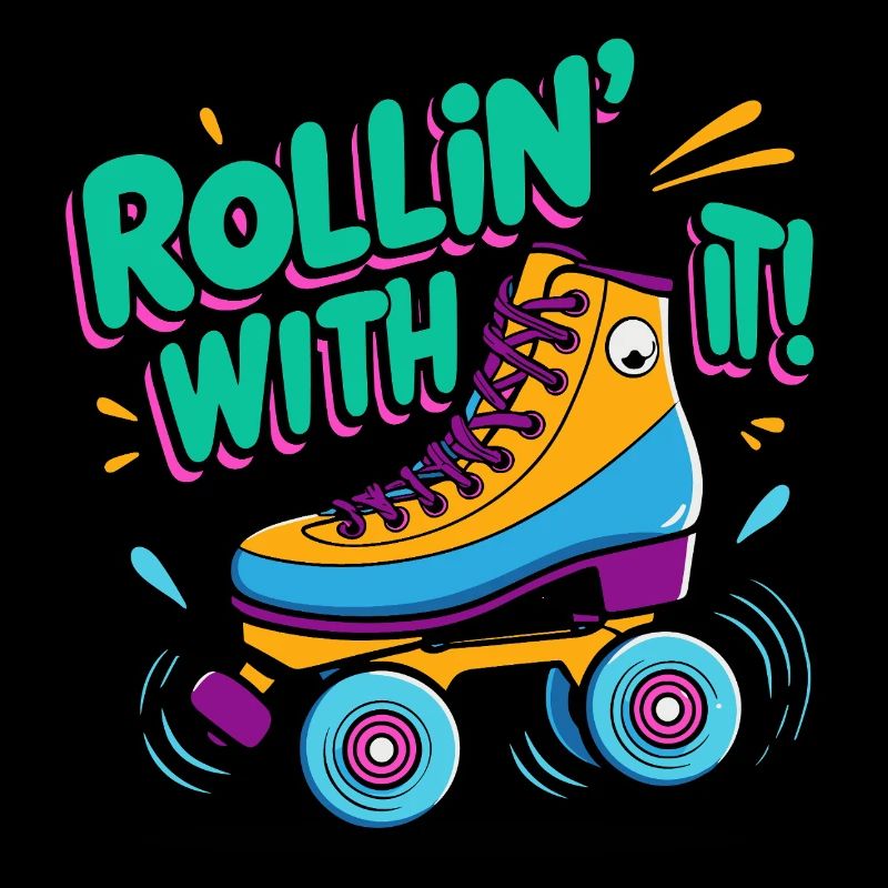 Rollin' With It - Retro Rollschuh Design