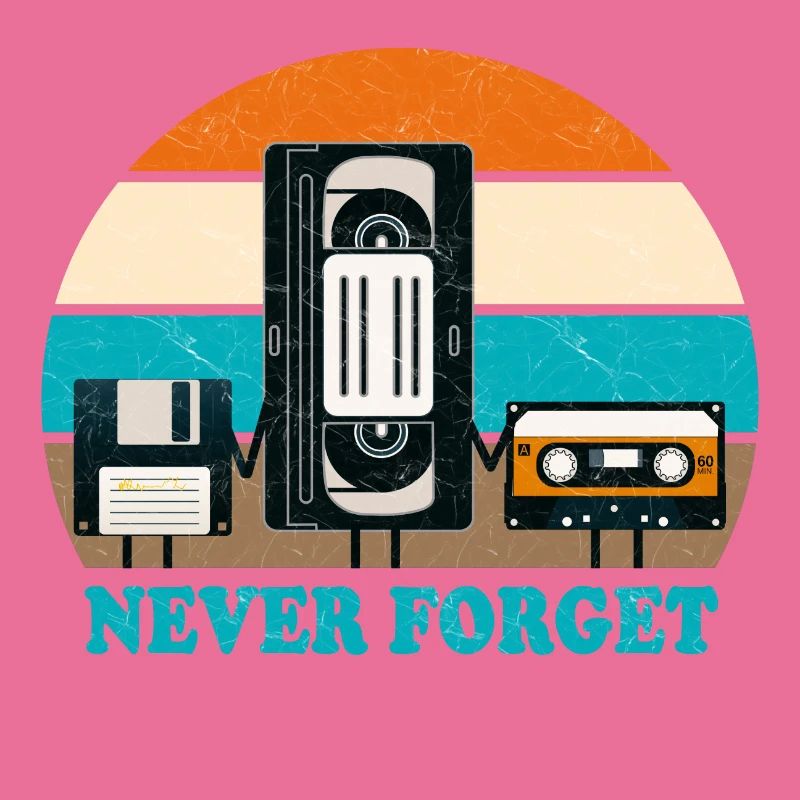Never Forget - VHS, Cassette, Floppy Disc - Retro