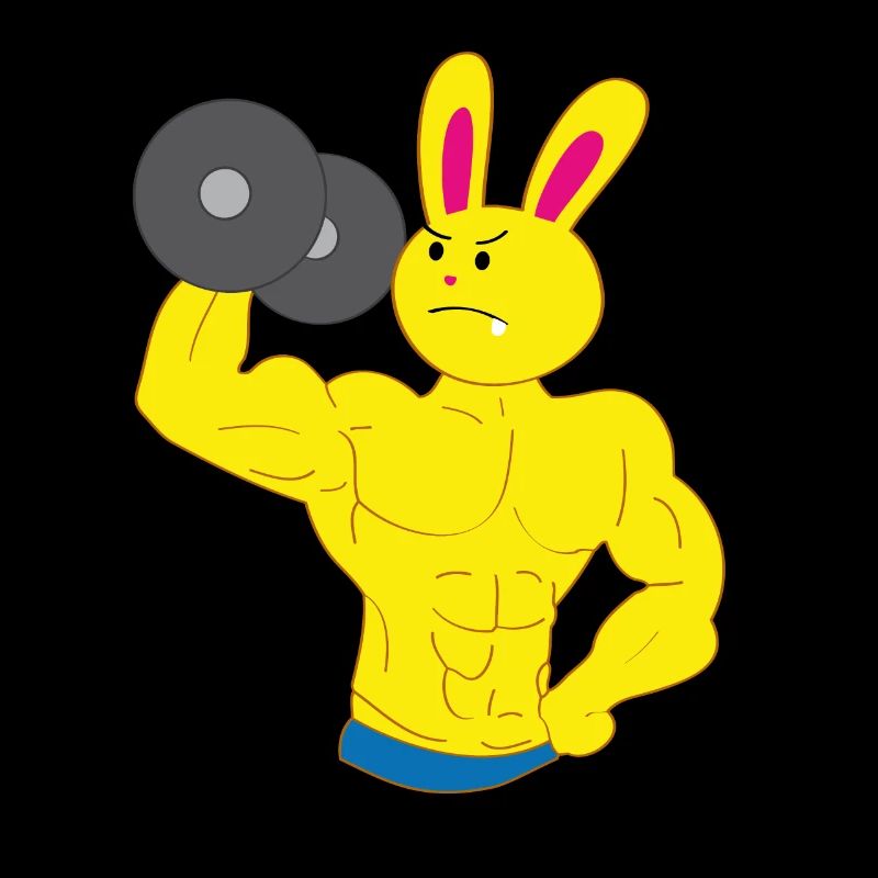 A tooth bunny bodybuilder bicep training barbell
