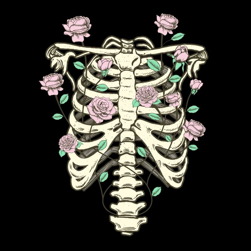 Cottagecore Esthétique Squelette Thorax Roses
