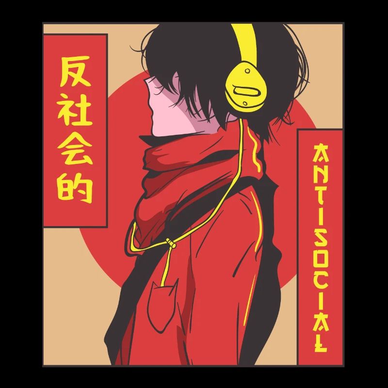 Antisozialer Anime Junge Vaporwave Ästhetisches Ge