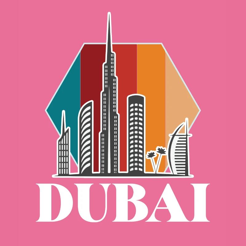 Dubai Skyline Burj Khalifa Emirate Retro VAE