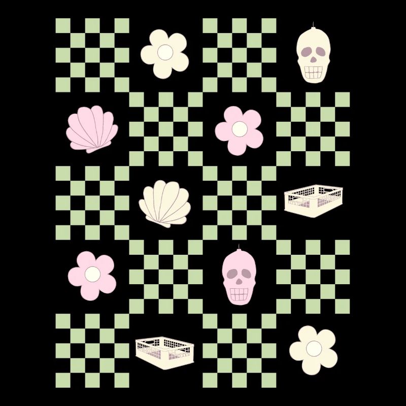 Danish Pastel Aesthetic Skull Flower Shell