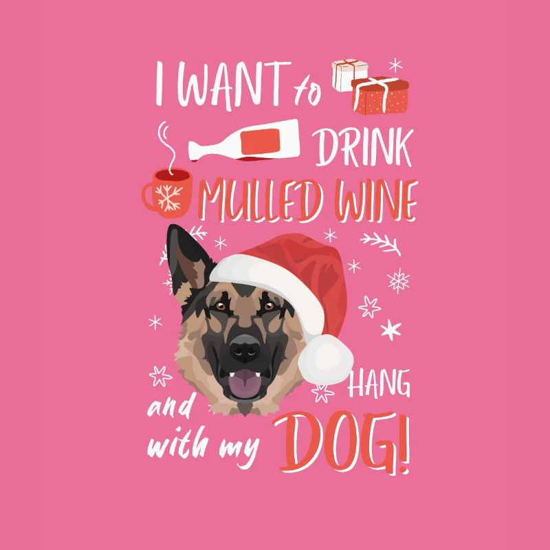 German Shepherd Mulled Wine Christmas