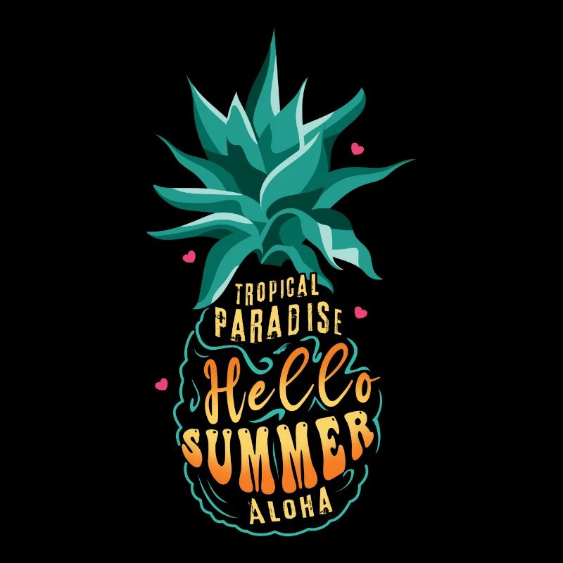 Tropical Pineapple Hawaii Surf Hello Summer