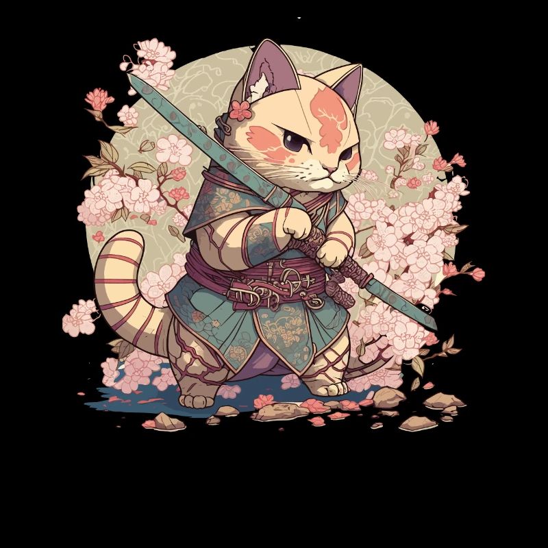 Samurai Katze Kawaii Japanische Ninja Katze