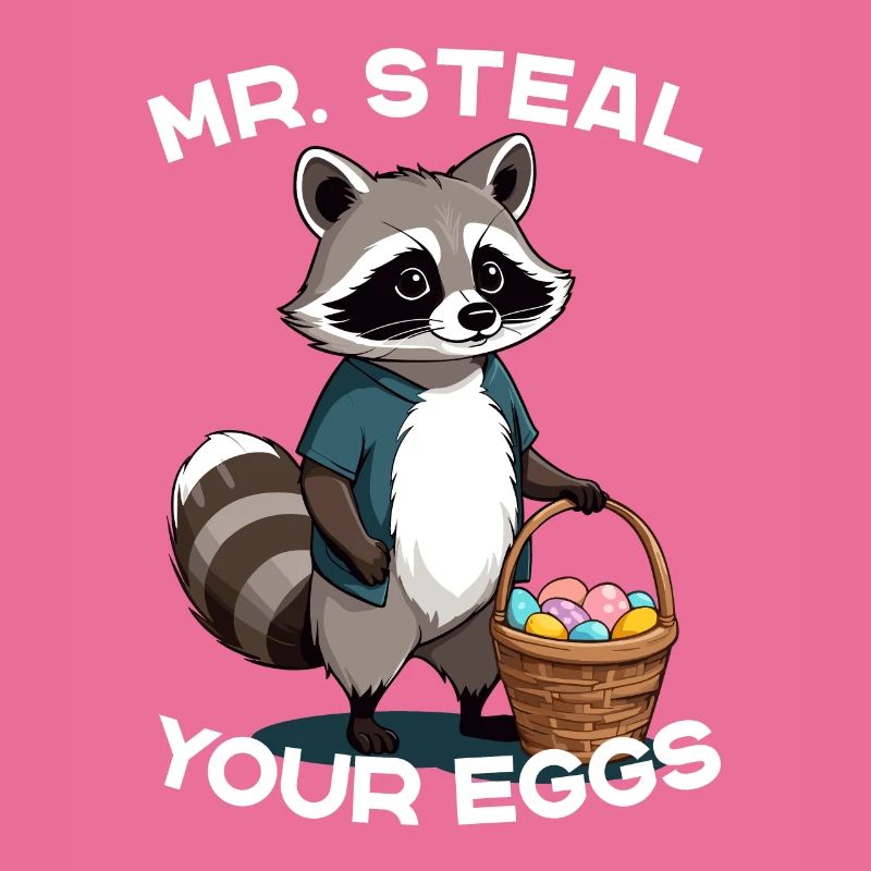Funny Egg Thief Raccoon Easter Bunny Design