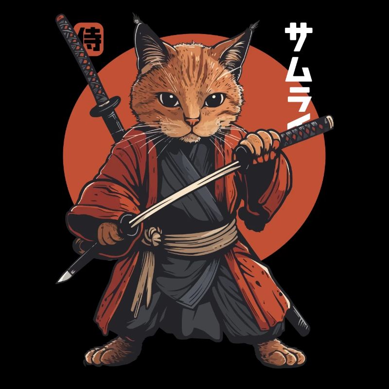 Chat Samouraï Chat Ninja Japonais Kawaii